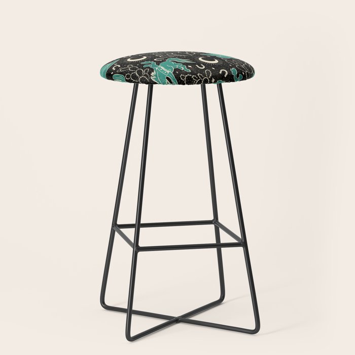 Cowboys and Cacti - black and dark turquoise  Stool Gallery Image 1