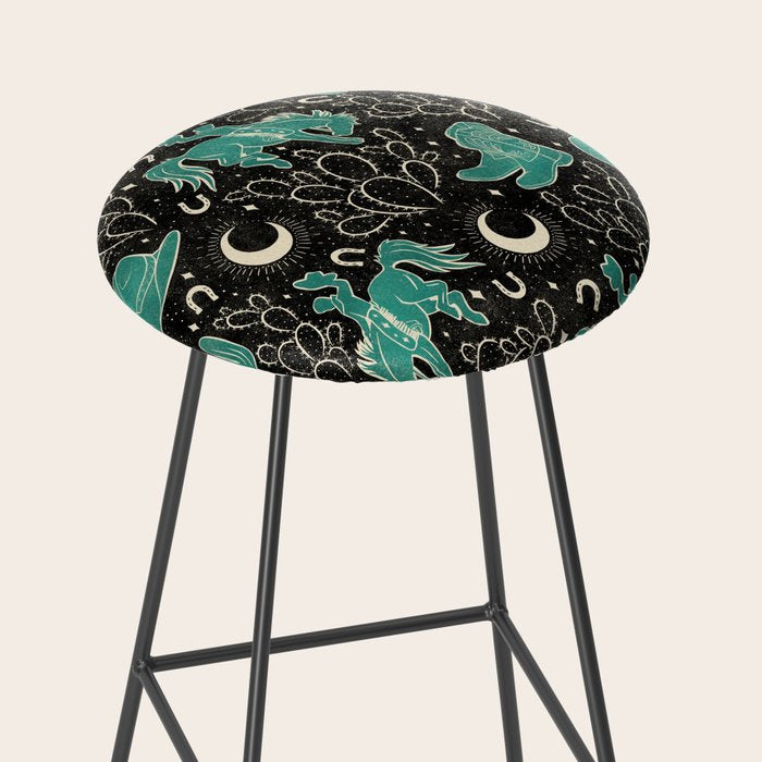 Cowboys and Cacti - black and dark turquoise  Stool Gallery Image 2