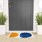 Minimalist Mid century Painting Colorful Yellow Blue Shapes Patterns Welcome Mat Gallery Image 3
