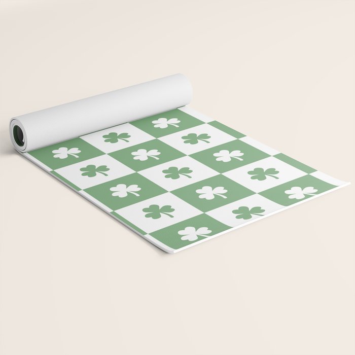 Shamrock Checkered Pattern Yoga Mat Gallery Image 2