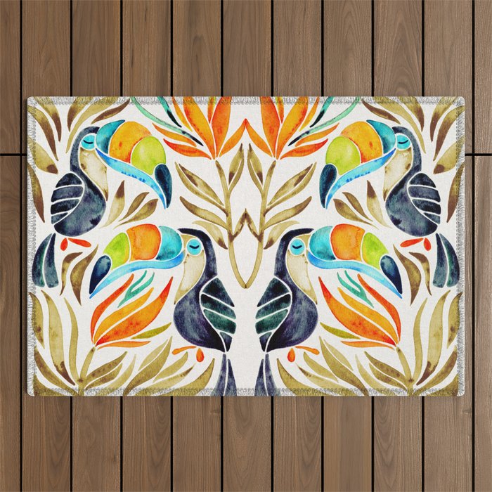 Tropical Toucans - Sepia Palette Outdoor Rug Gallery Image 1