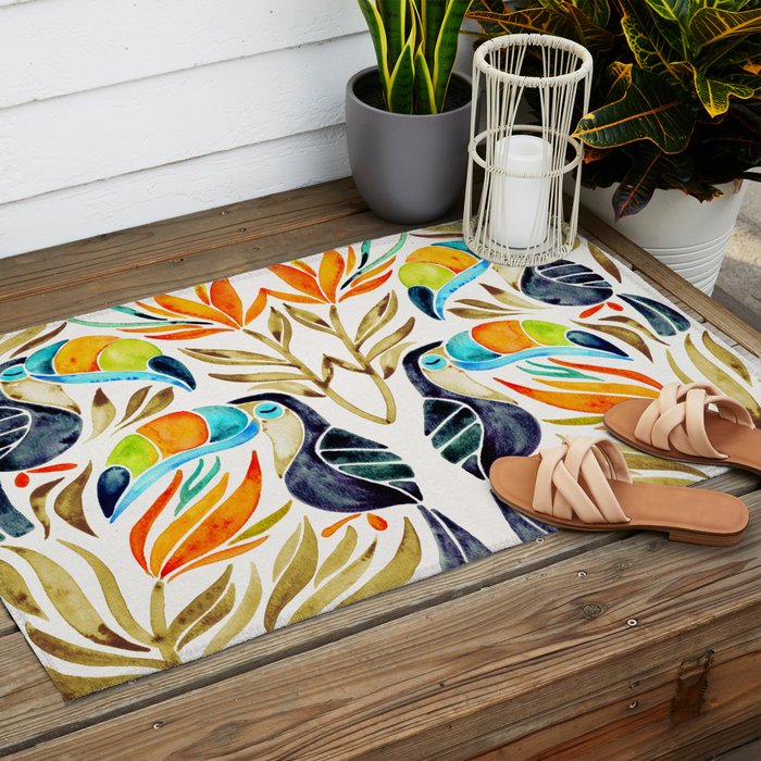Tropical Toucans - Sepia Palette Outdoor Rug Gallery Image 2