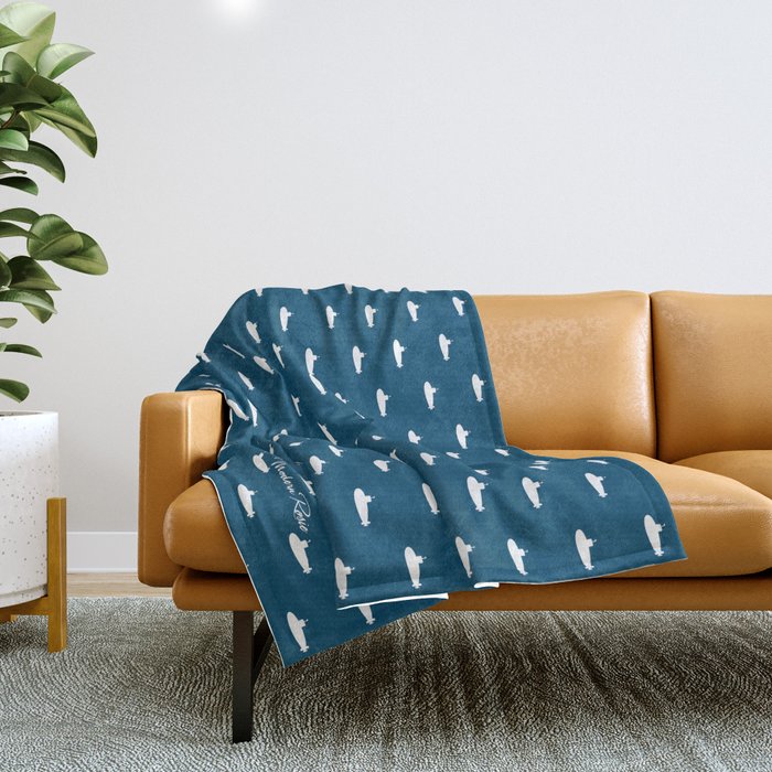 Tiny Submarines - Navy Blue Throw Blanket Gallery Image 1