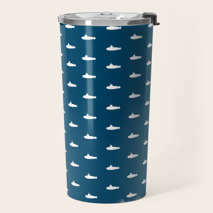 Tiny Submarines - Navy Blue Travel Mug Gallery Image 2