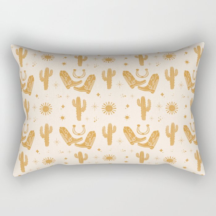 Cowboy Boots Boho Yellow Pattern Western Rectangular Pillow Gallery Image 1