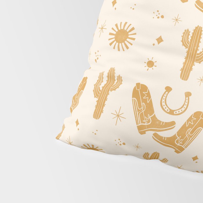 Cowboy Boots Boho Yellow Pattern Western Pillow Sham Gallery Image 4