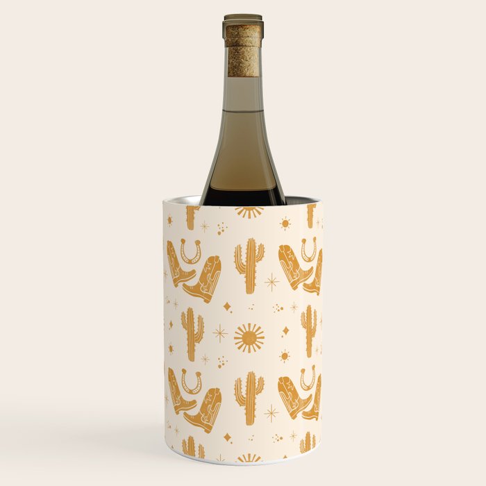 Cowboy Boots Boho Yellow Pattern Western Wine Chiller Gallery Image 3