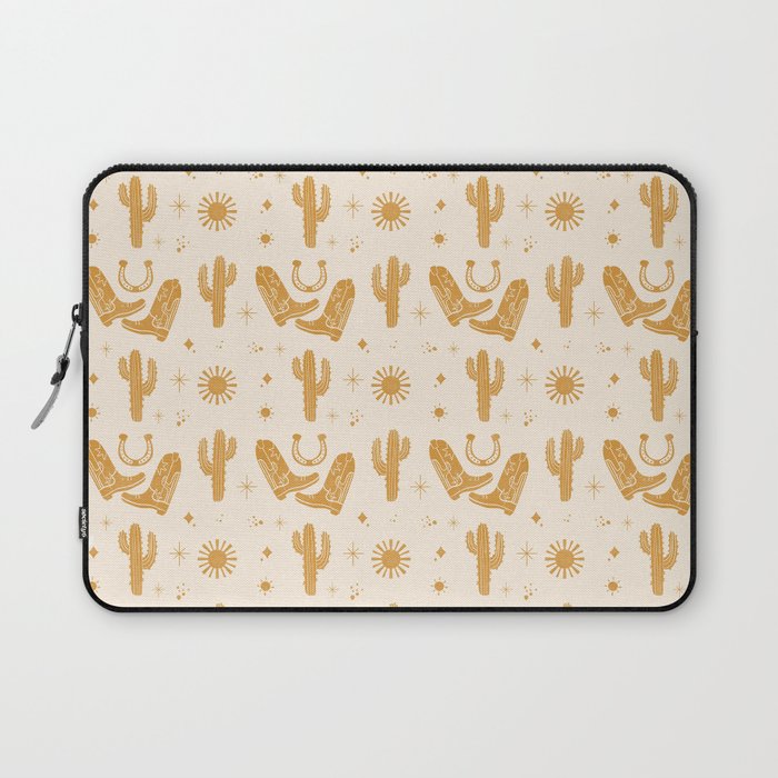 Cowboy Boots Boho Yellow Pattern Western Laptop Sleeve Gallery Image 1