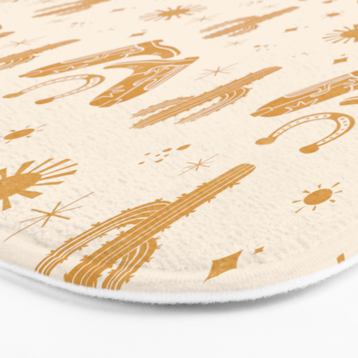 Cowboy Boots Boho Yellow Pattern Western Bath Mat Gallery Image 3