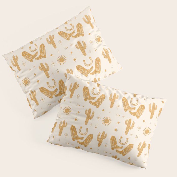 Cowboy Boots Boho Yellow Pattern Western Pillow Sham Gallery Image 3