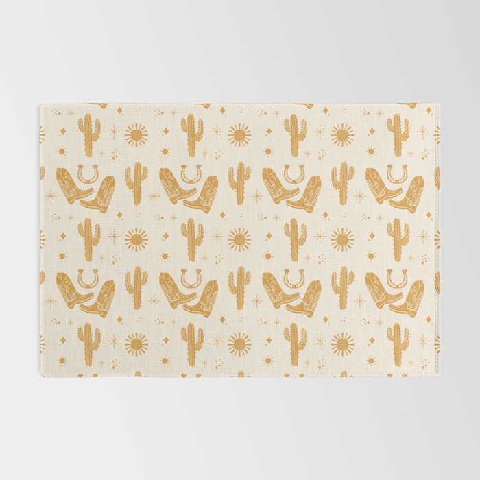 Cowboy Boots Boho Yellow Pattern Western Rug Gallery Image 2