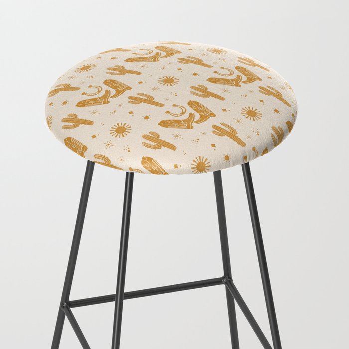 Cowboy Boots Boho Yellow Pattern Western Stool Gallery Image 2