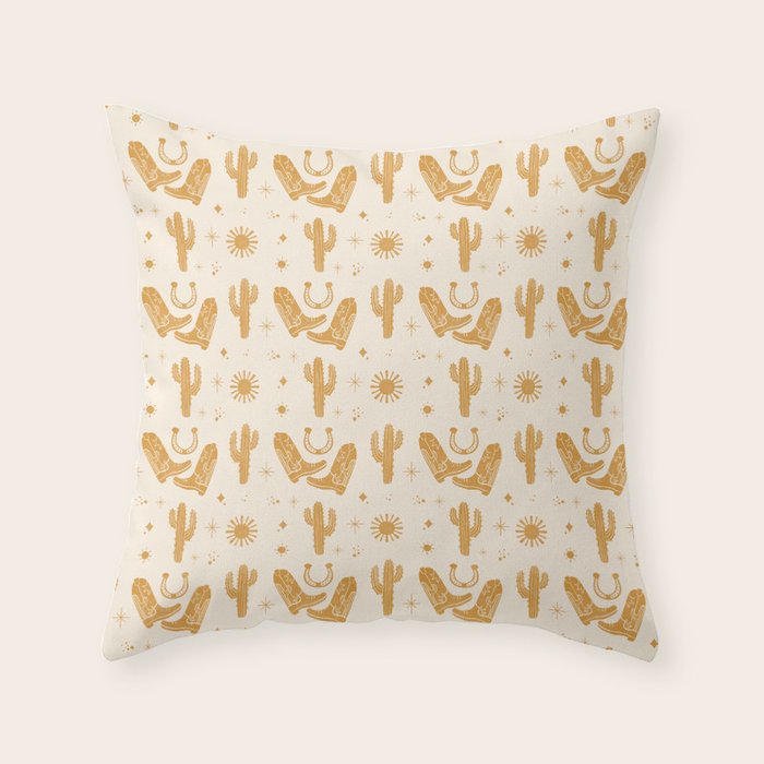 Cowboy Boots Boho Yellow Pattern Western Throw Pillow Gallery Image 6