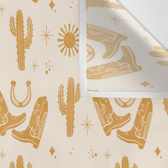 Cowboy Boots Boho Yellow Pattern Western Wall Tapestry Gallery Image 3