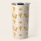 Cowboy Boots Boho Yellow Pattern Western Travel Mug Gallery Image 1