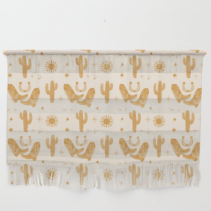 Cowboy Boots Boho Yellow Pattern Western Wall Hanging Gallery Image 1