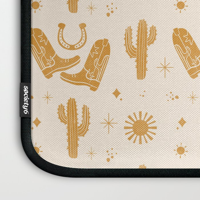 Cowboy Boots Boho Yellow Pattern Western Laptop Sleeve Gallery Image 3