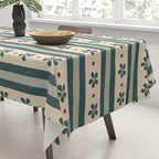 Green Stripes And Flowers Tablecloth Gallery Image 3
