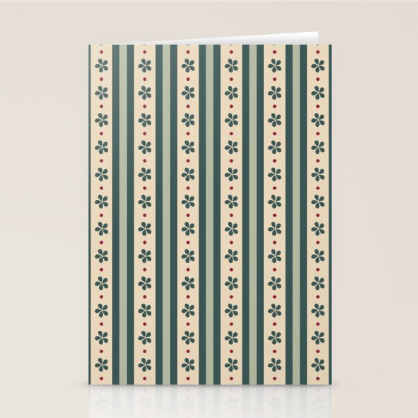 Green Stripes And Flowers Stationery Card Gallery Image 2