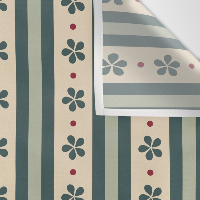 Green Stripes And Flowers Wall Tapestry Gallery Image 3