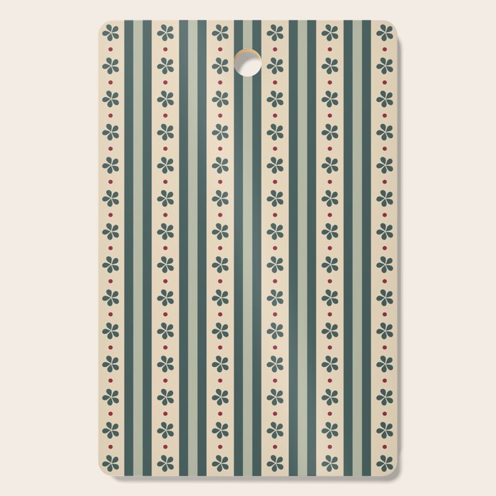 Green Stripes And Flowers Cutting Board Gallery Image 1