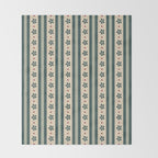 Green Stripes And Flowers Throw Blanket Gallery Image 2