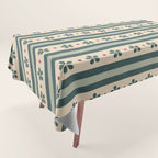 Green Stripes And Flowers Tablecloth Gallery Image 1