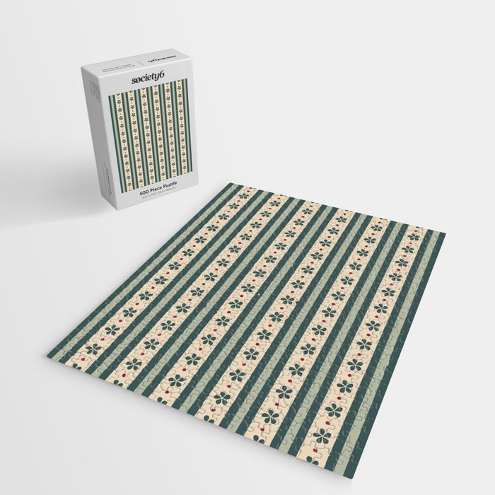Green Stripes And Flowers Jigsaw Puzzle Gallery Image 2