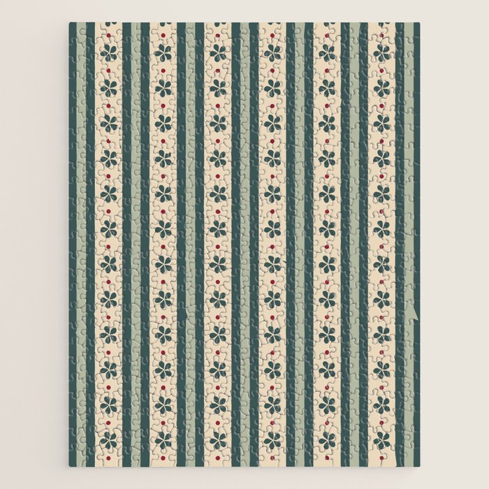 Green Stripes And Flowers Jigsaw Puzzle Gallery Image 1