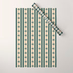 Green Stripes And Flowers Wrapping Paper Gallery Image 1