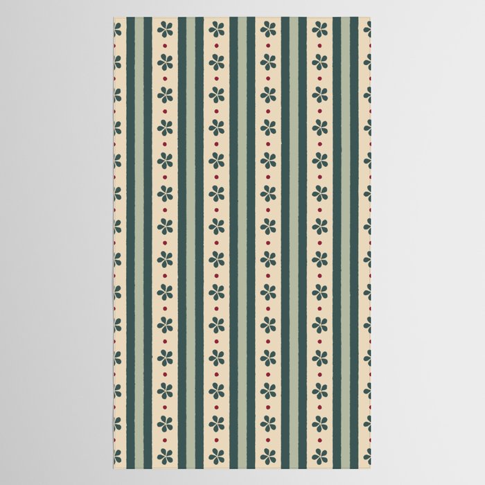 Green Stripes And Flowers Tablecloth Gallery Image 2