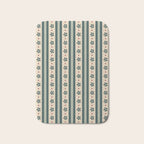 Green Stripes And Flowers Bath Mat Gallery Image 1