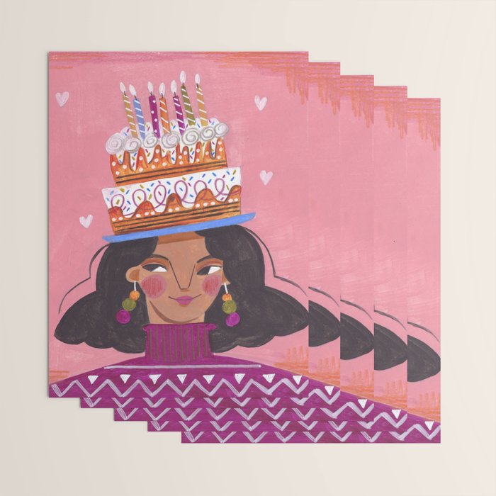 Woman with cake Wrapping Paper Gallery Image 3