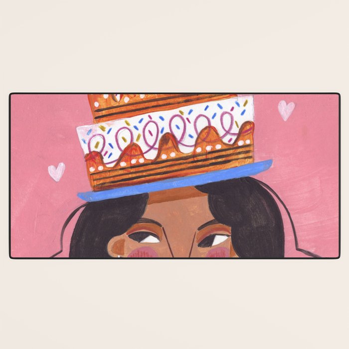 Woman with cake Desk Mat Gallery Image 3