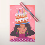 Woman with cake Wrapping Paper Gallery Image 1