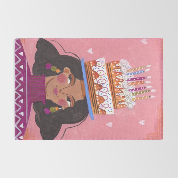 Woman with cake Rug Gallery Image 2