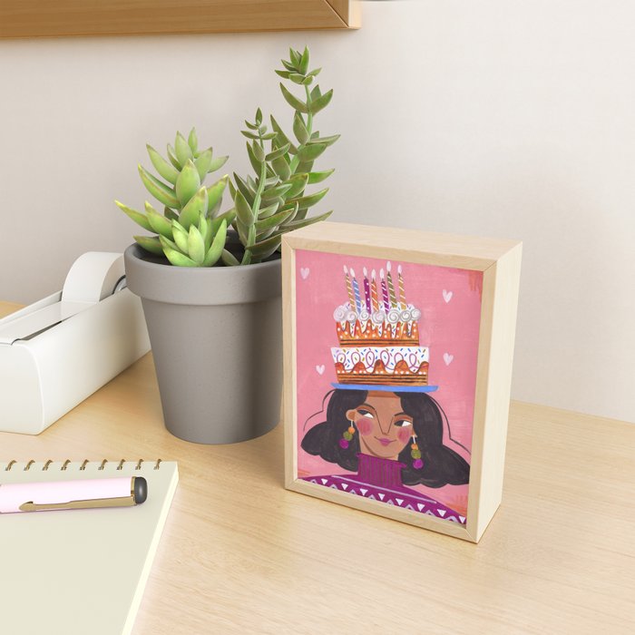 Woman with cake Mini Art Print Gallery Image 2