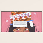 Woman with cake Desk Mat Gallery Image 1