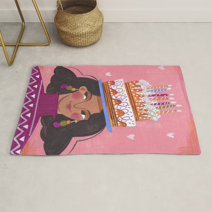 Woman with cake Rug Gallery Image 1