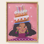 Woman with cake Serving Tray Gallery Image 1