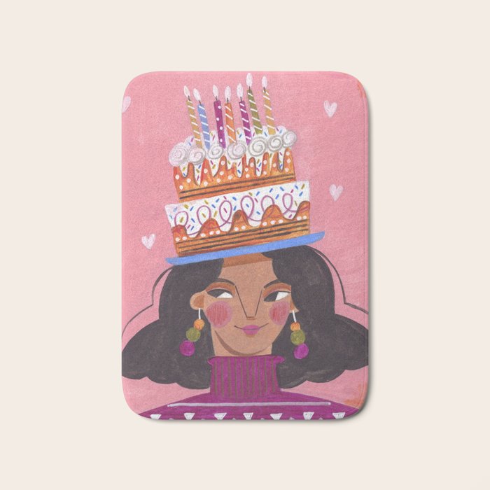 Woman with cake Bath Mat Gallery Image 1