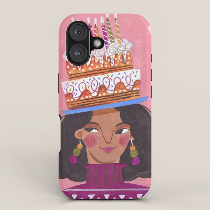 Woman with cake iPhone Case Gallery Image 1