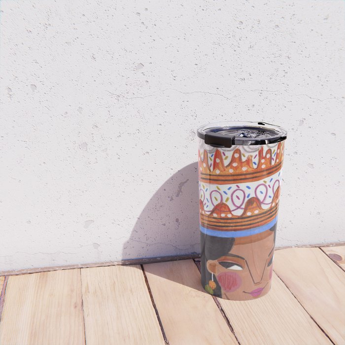 Woman with cake Travel Mug Gallery Image 4