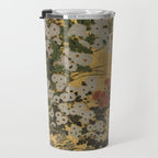 Red White Chrysanthemums Vintage Floral Japanese Gold Leaf Screen Travel Mug Gallery Image 3