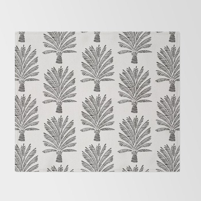 Palm Tree - Black Throw Blanket Gallery Image 2