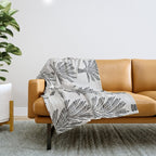 Palm Tree - Black Throw Blanket Gallery Image 1