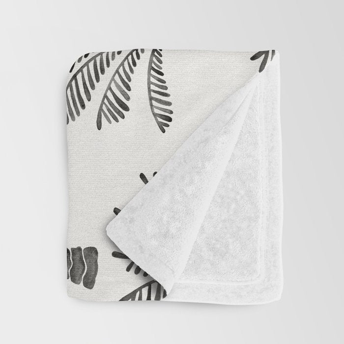 Palm Tree - Black Throw Blanket Gallery Image 3