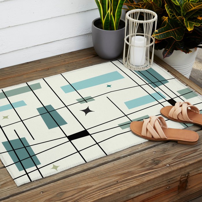 Mid Century Art Bauhaus Style Outdoor Rug Gallery Image 2