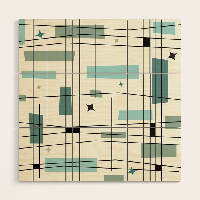 Mid Century Art Bauhaus Style Wood Wall Art Gallery Image 1