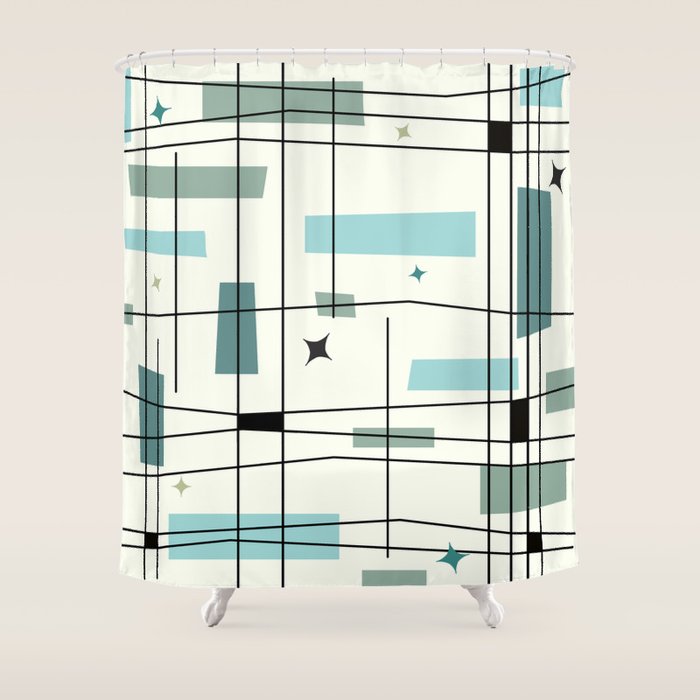 Mid Century Art Bauhaus Style Shower Curtain Gallery Image 1